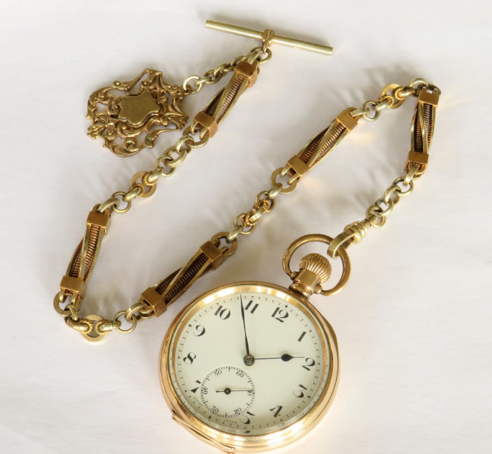 1930s Cyma pocket watch and chunky chain View II