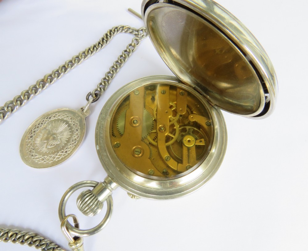 Antique Goliath pocket watch and chain, circa 1910s View III