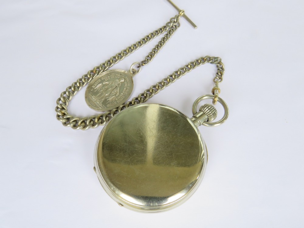 Antique Goliath pocket watch and chain, circa 1910s View V