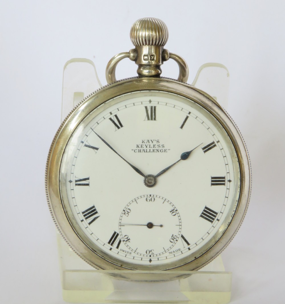Silver Kays “Challenge” pocket watch, 1923 View II