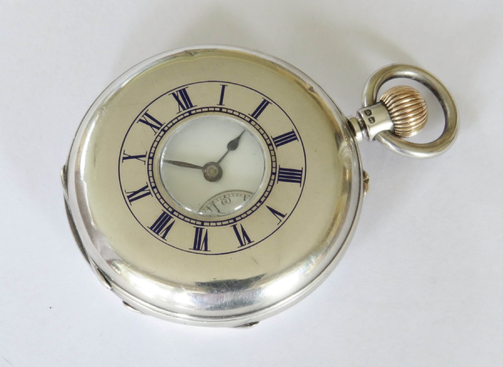 Antique silver half hunter pocket watch, Edinburgh