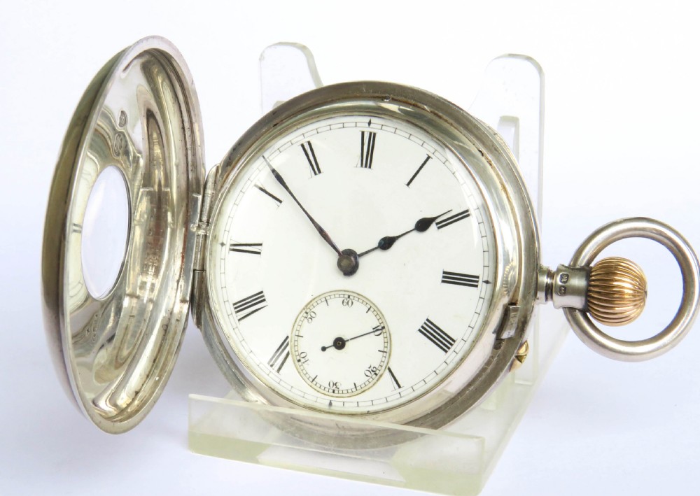 Antique silver half hunter pocket watch, Edinburgh View II