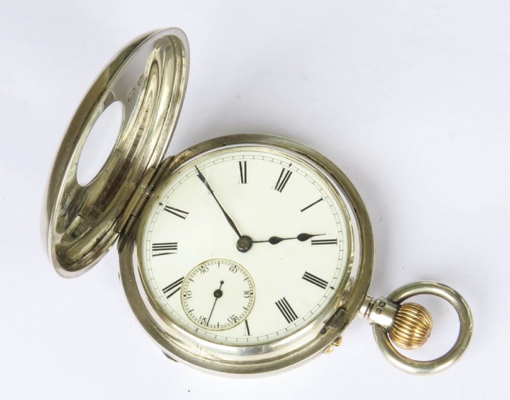 Antique silver half hunter pocket watch, Edinburgh View III