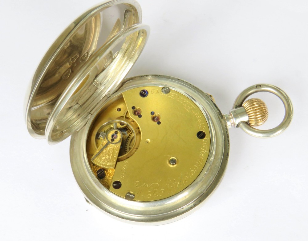Antique silver half hunter pocket watch, Edinburgh View V