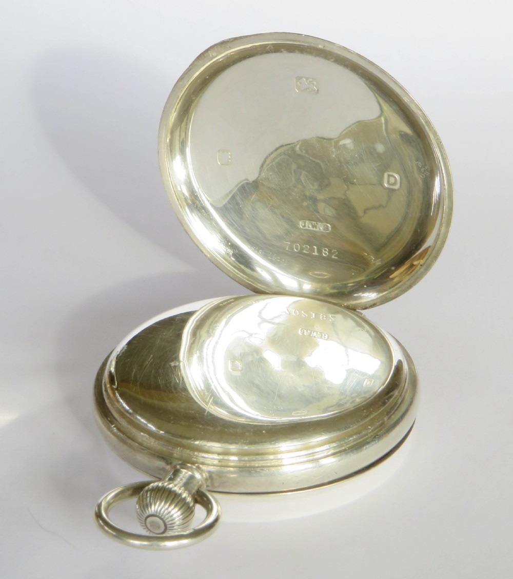 Silver J W Benson full hunter pocket watch View III