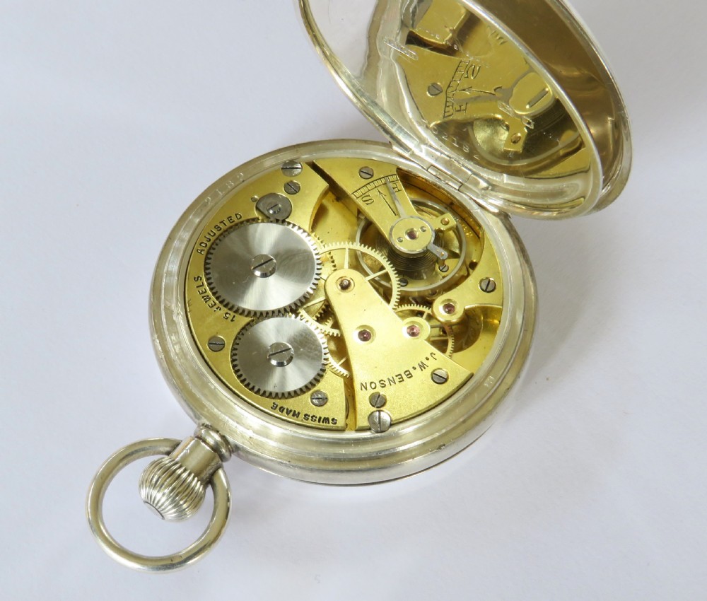 Silver J W Benson full hunter pocket watch View IV
