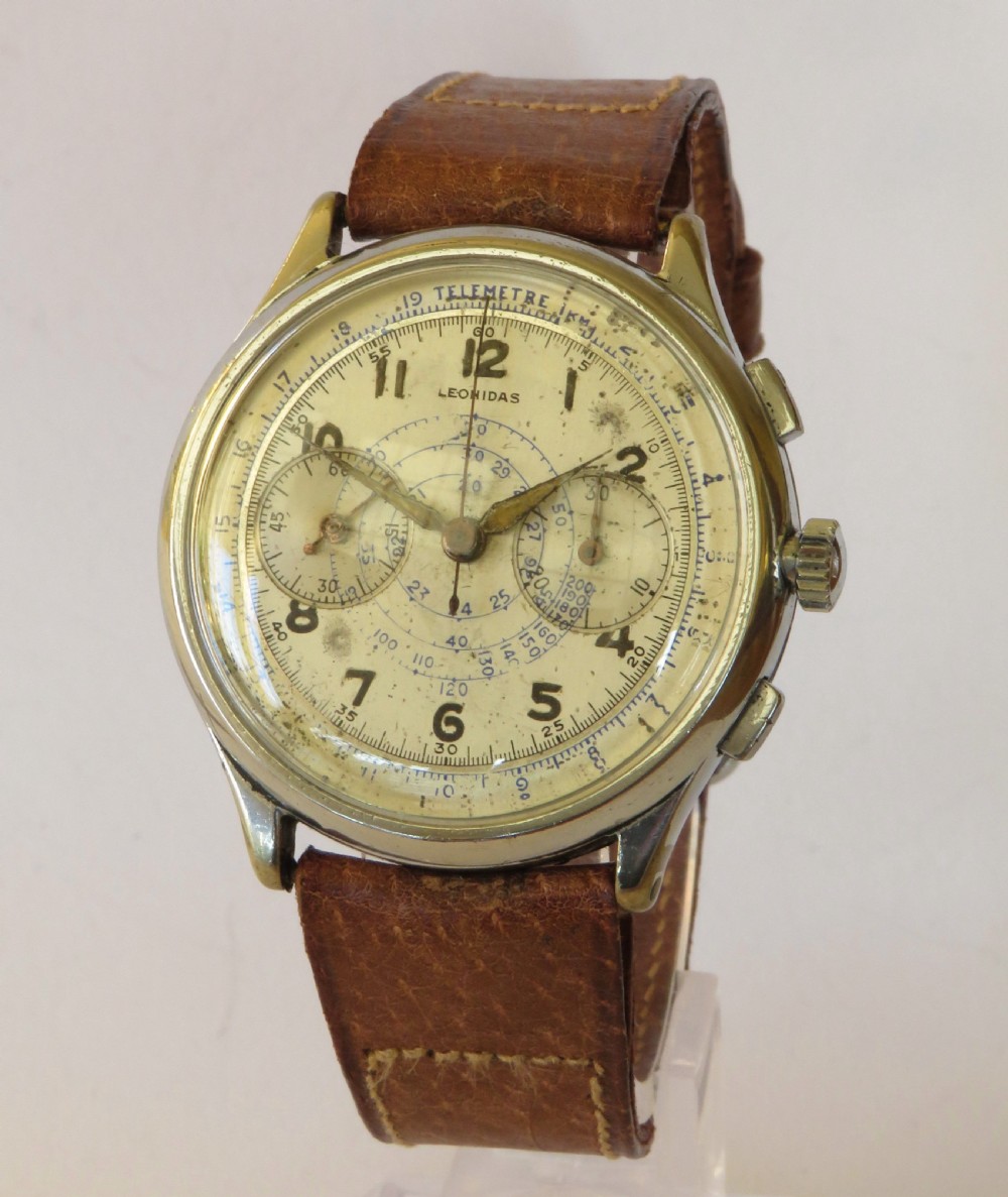 Gents 1940s Leonidas chronograph wrist watch