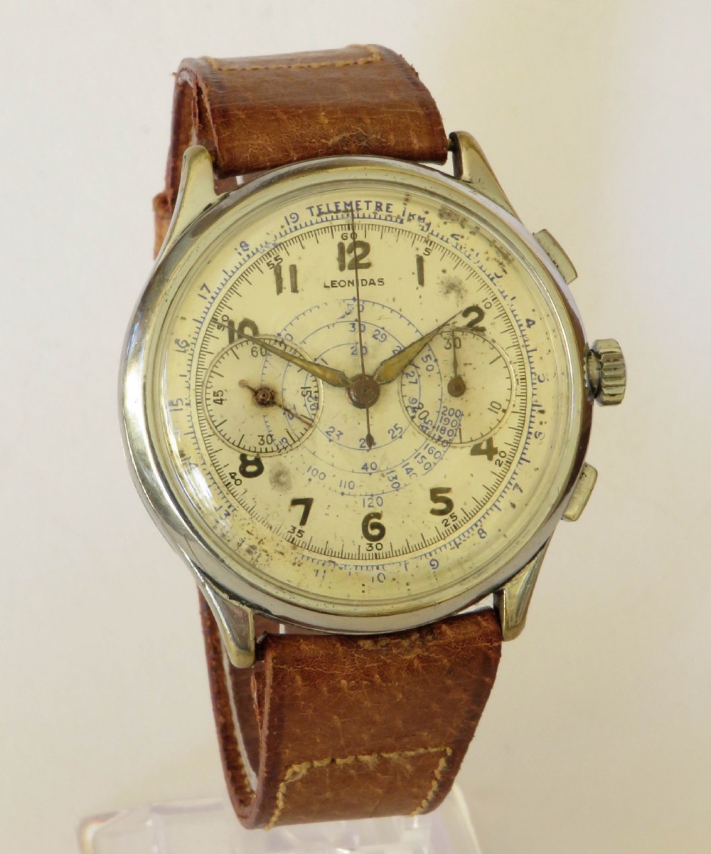 Gents 1940s Leonidas chronograph wrist watch View II