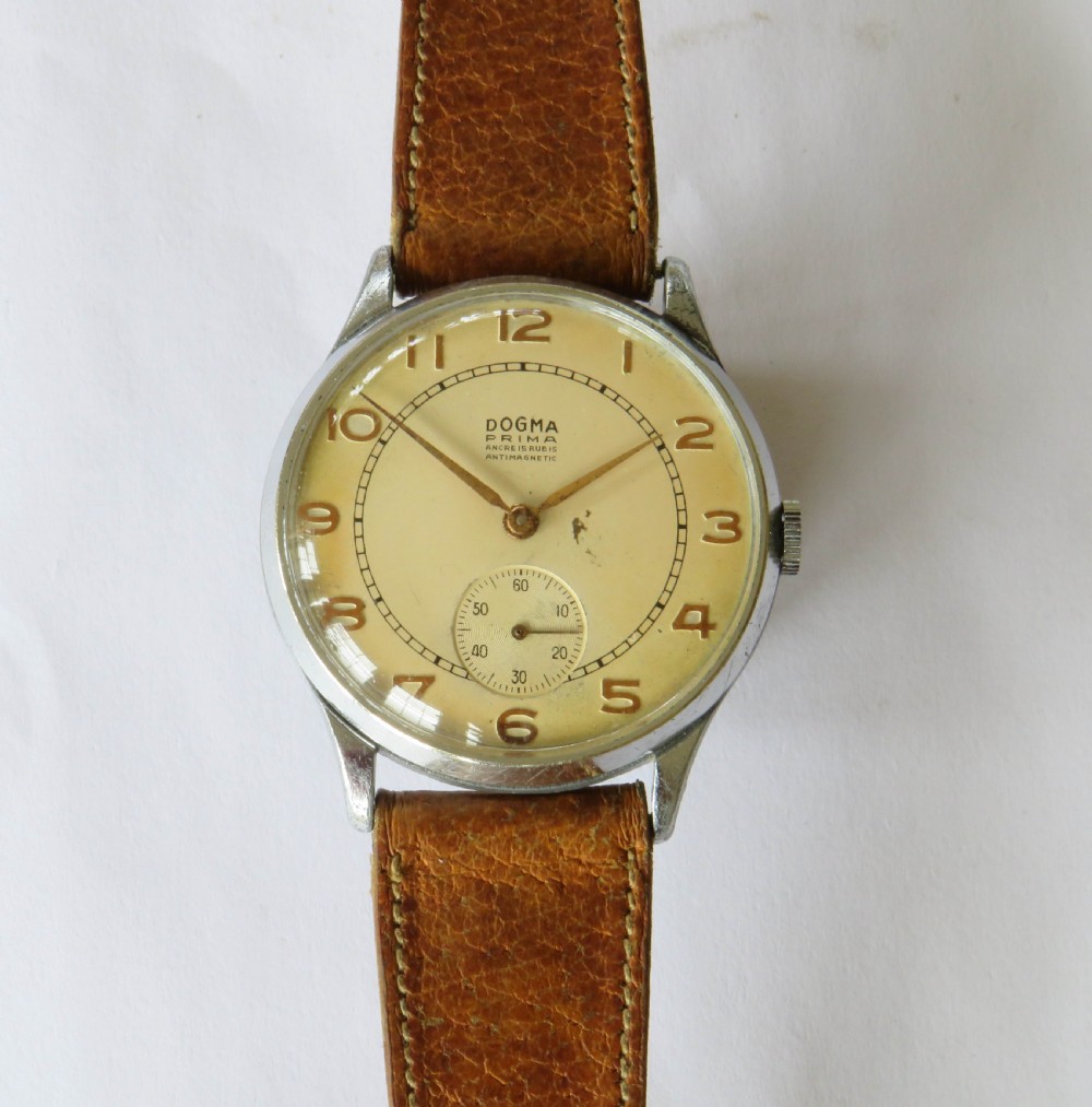 Gents 1950s jumbo Dogma Prima wrist watch View III
