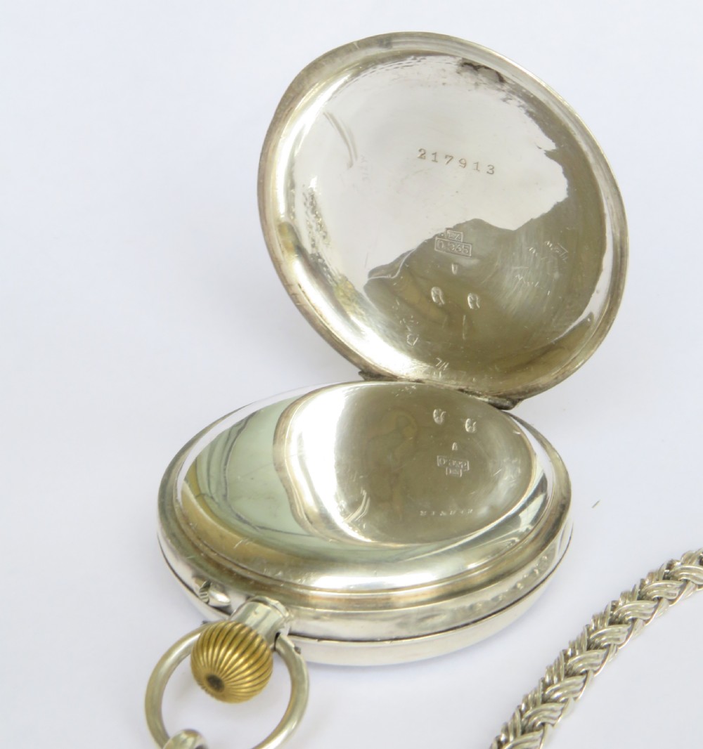 Antique silver pocket watch and chain View III