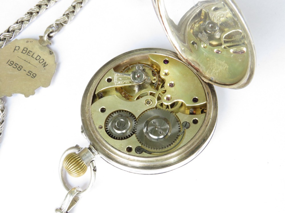 Antique silver pocket watch and chain View IV