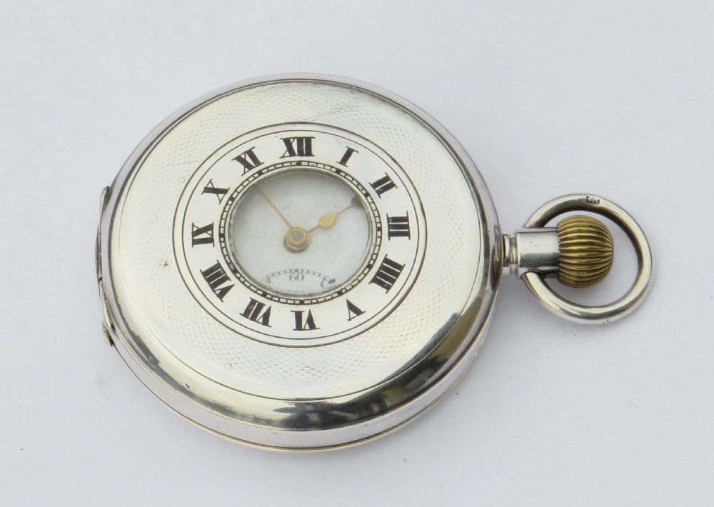 Antique silver Buren half hunter pocket watch View III