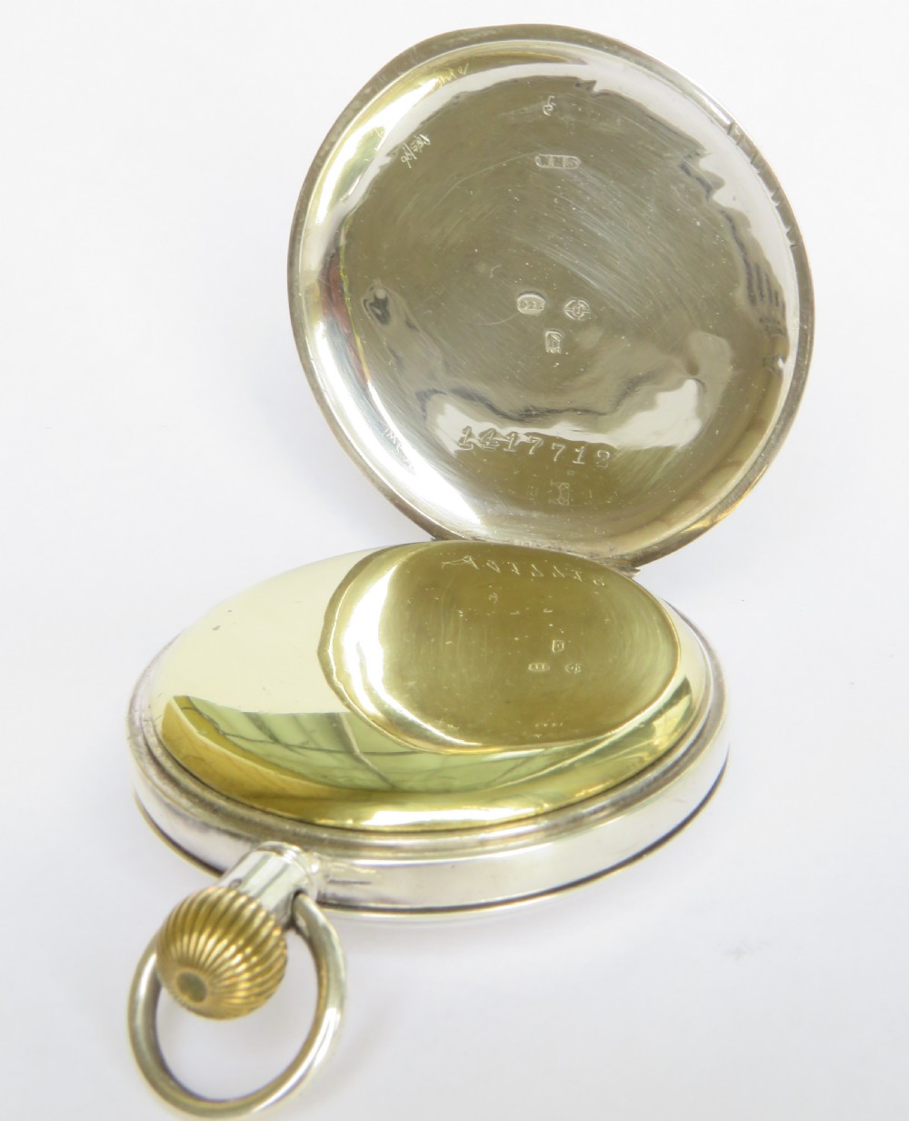 Antique silver Buren half hunter pocket watch View IV