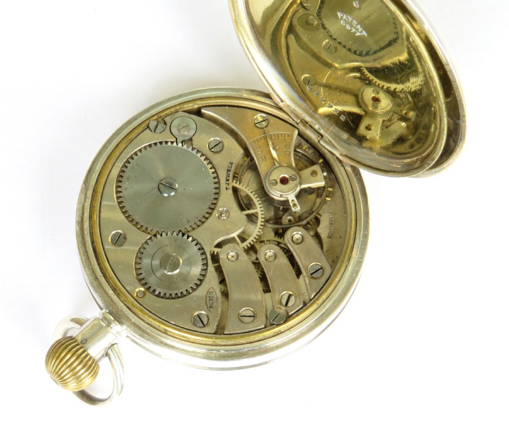 Antique silver Buren half hunter pocket watch View V