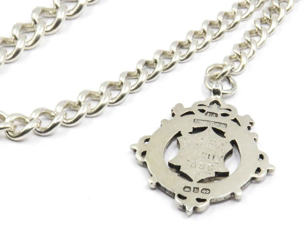 Antique silver watch chain and Aberdeen football fob View III