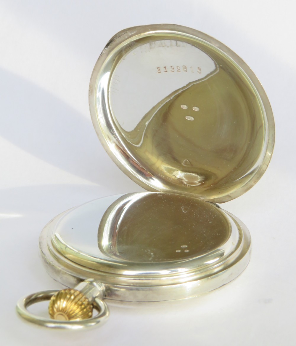 Antique Zenith silver half hunter pocket watch, 1919 View IV