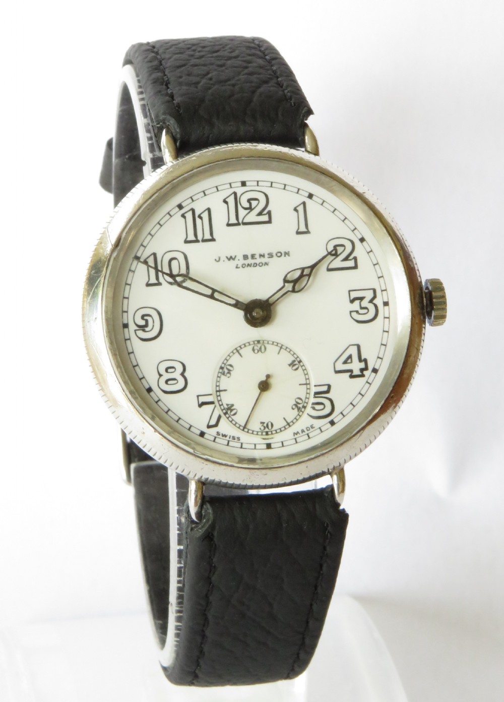 Gents silver wrist watch, J W Benson, 1936 View II