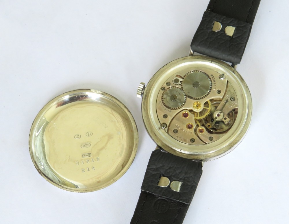 Gents silver wrist watch, J W Benson, 1936 View III