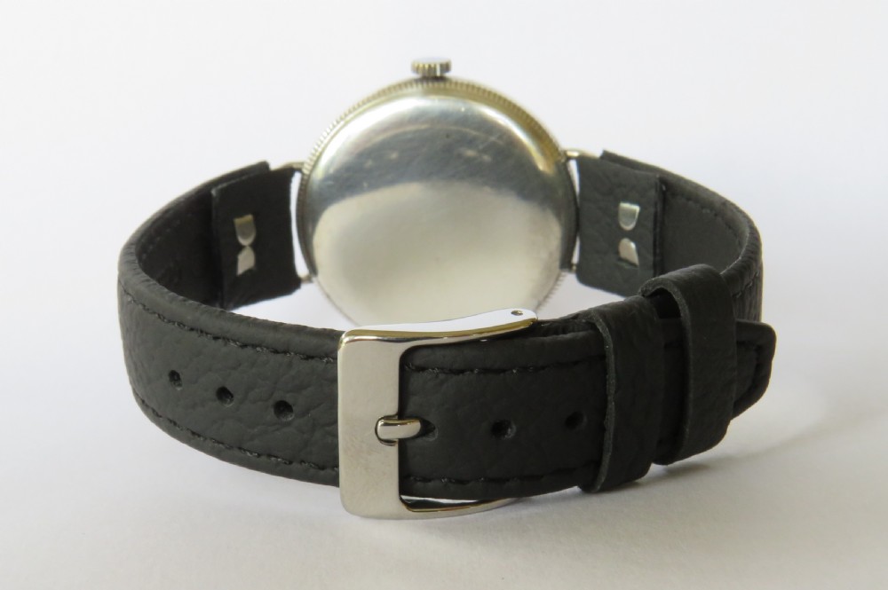Gents silver wrist watch, J W Benson, 1936 View V