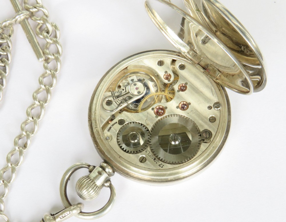 Antique silver Recordpocket watch and chain View III