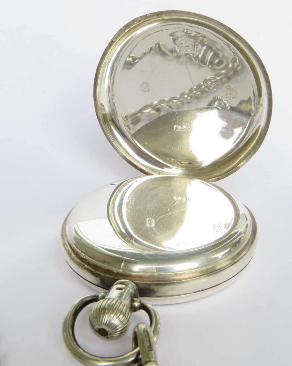 Antique silver Recordpocket watch and chain View IV