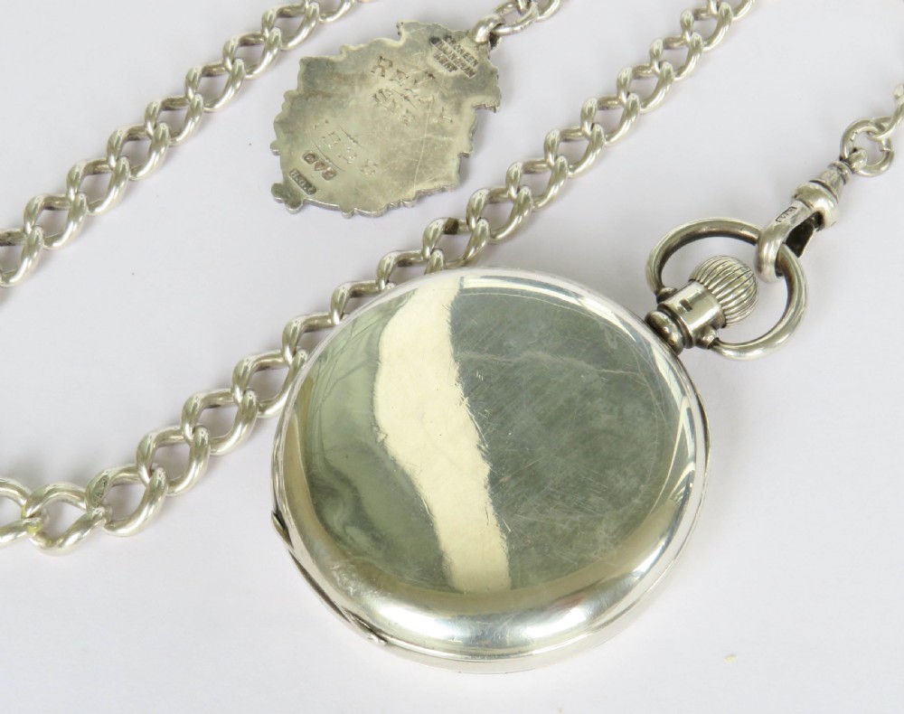 Antique silver Recordpocket watch and chain View V