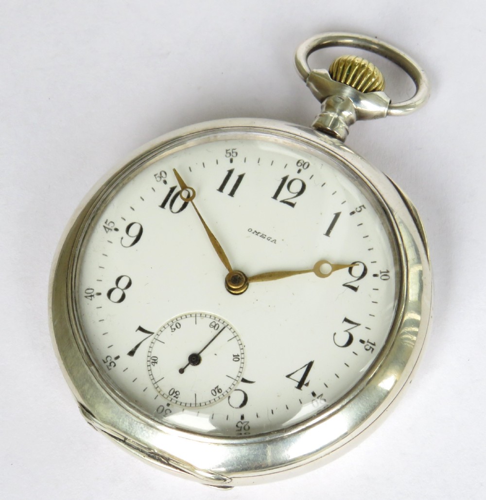 Antique silver Omega pocket watch, c1900 View II