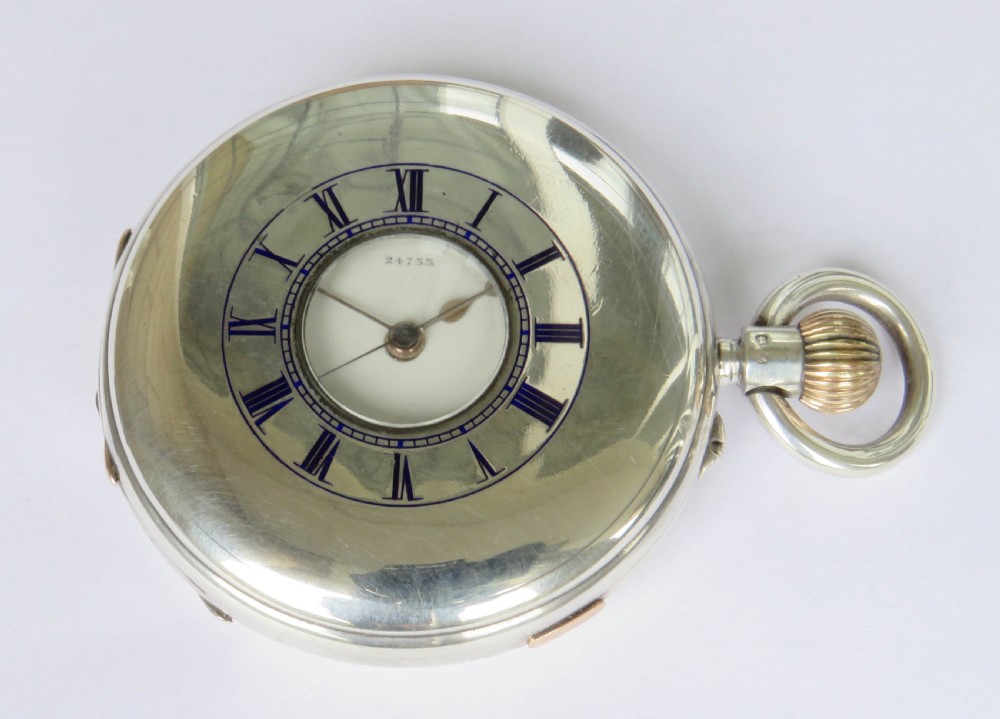 Antique English silver chrono hunter pocket watch 