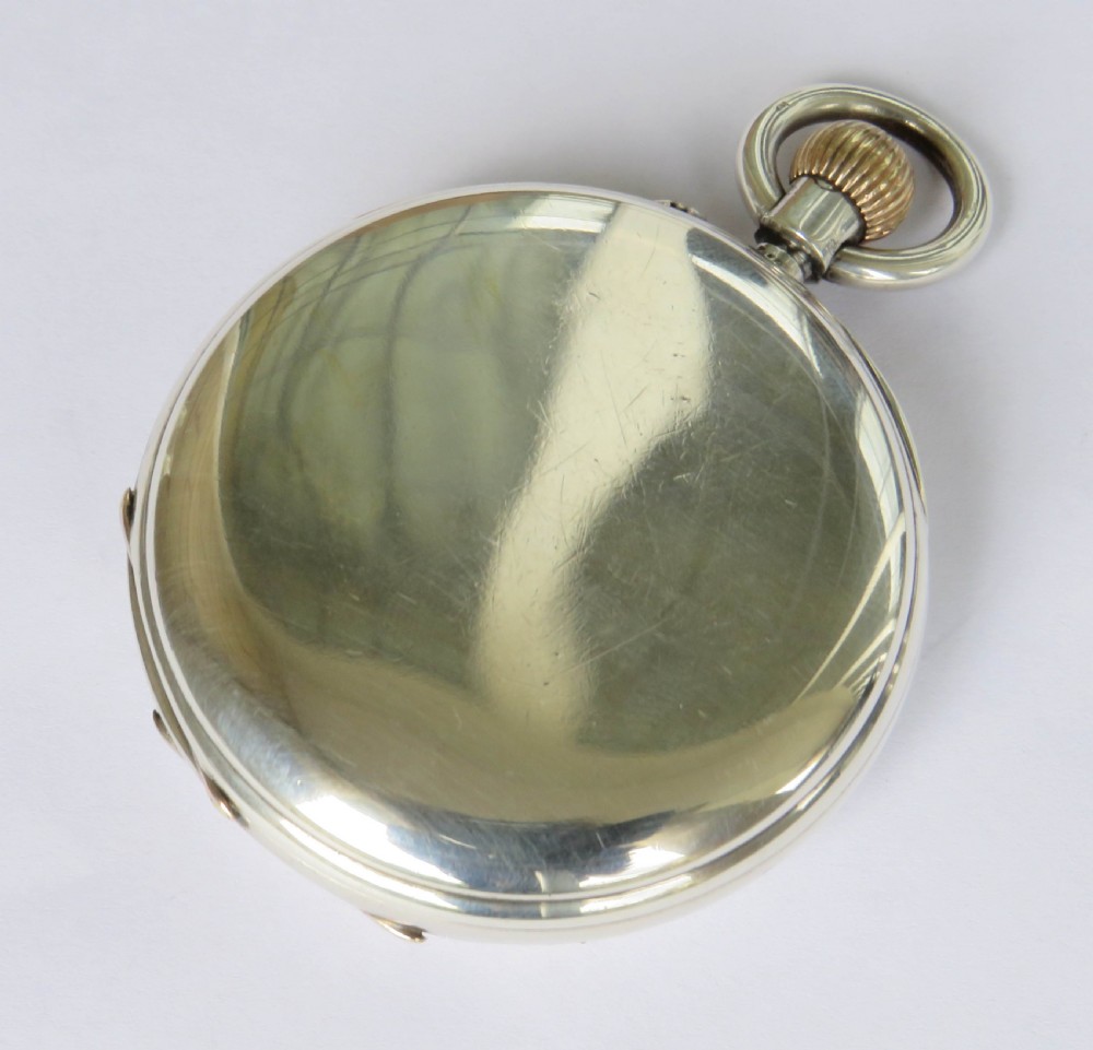 Antique English silver chrono hunter pocket watch  View VI