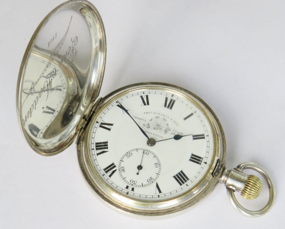 Antique silver filled Thomas Russell full hunter pocket watch