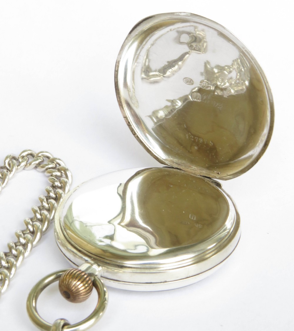 Antique silver pocket watch and chain View III