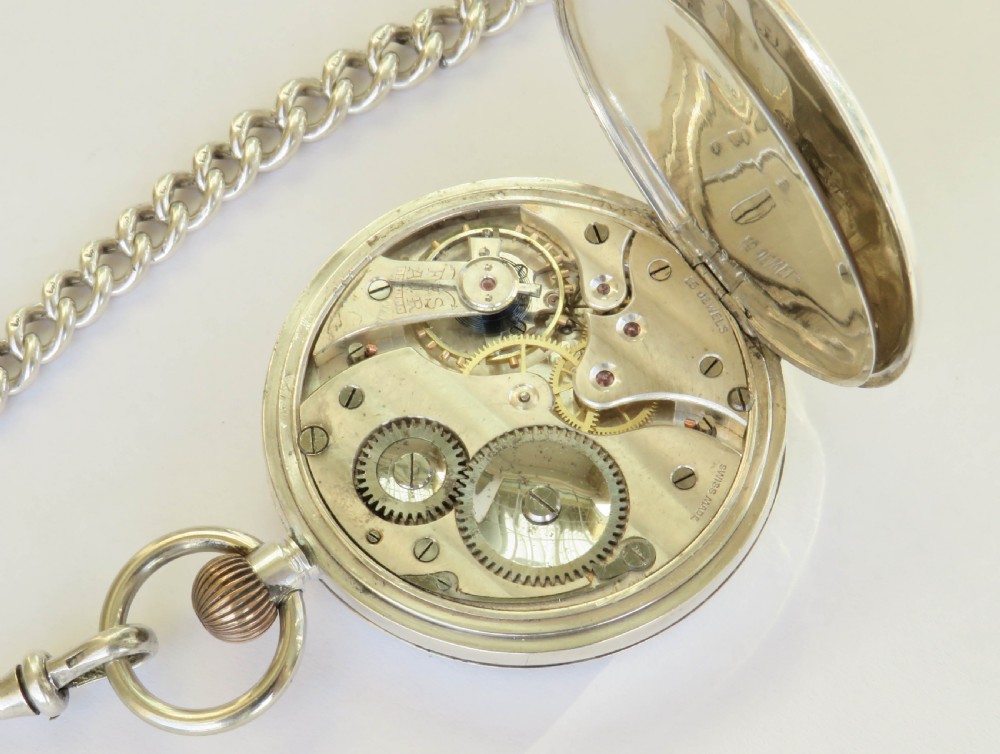 Antique silver pocket watch and chain View IV