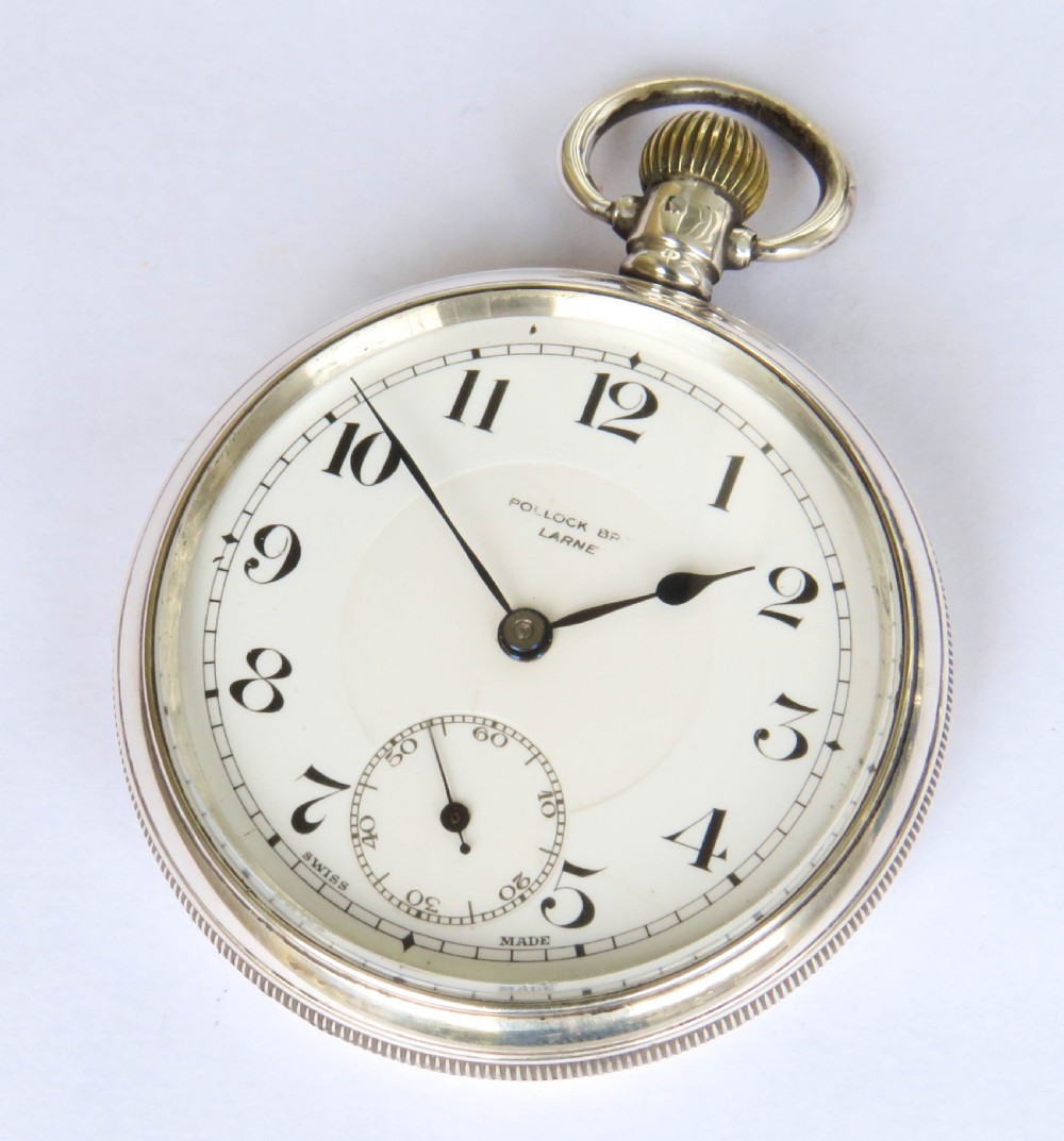 Antique silver Oreba pocket watch, 1923, Larne View II