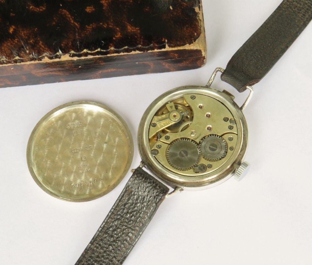 Antique silver half hunter wrist watch, 1916 View IV