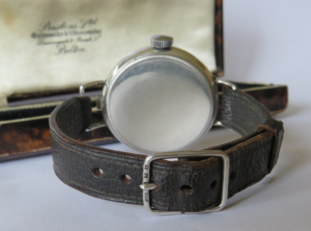 Antique silver half hunter wrist watch, 1916 View V