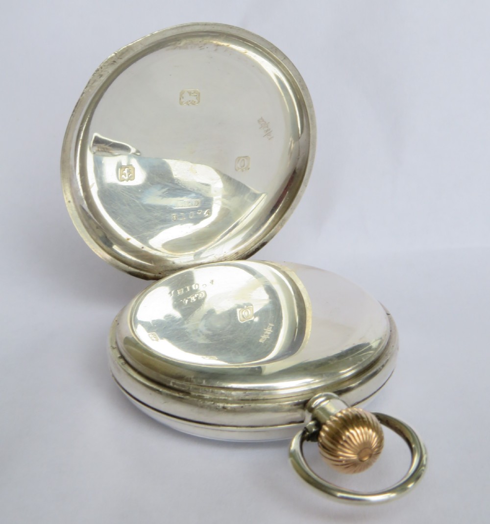 Silver J W Benson pocket watch, 1913 View III