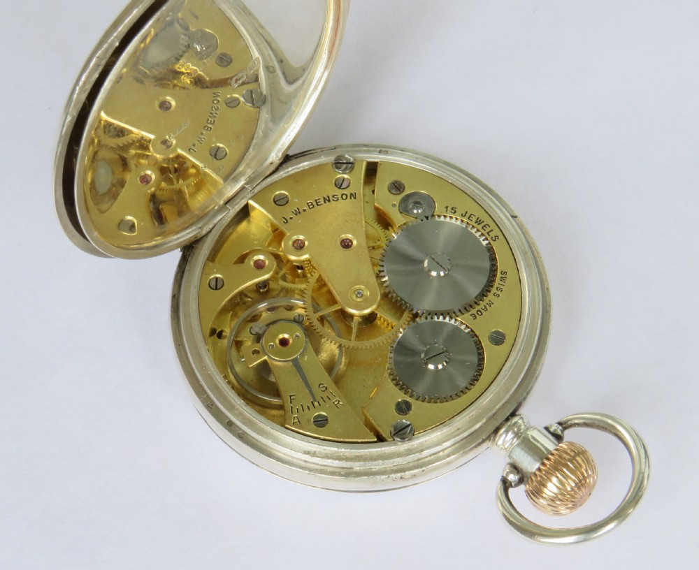 Silver J W Benson pocket watch, 1913 View IV