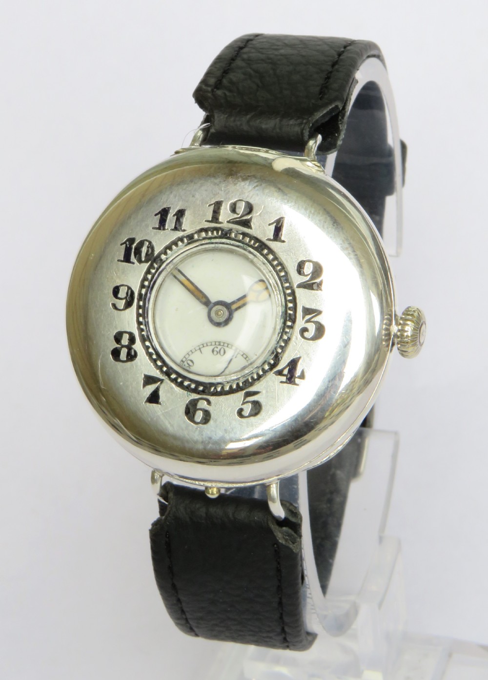 Antique silver half hunter wrist watch, 1916