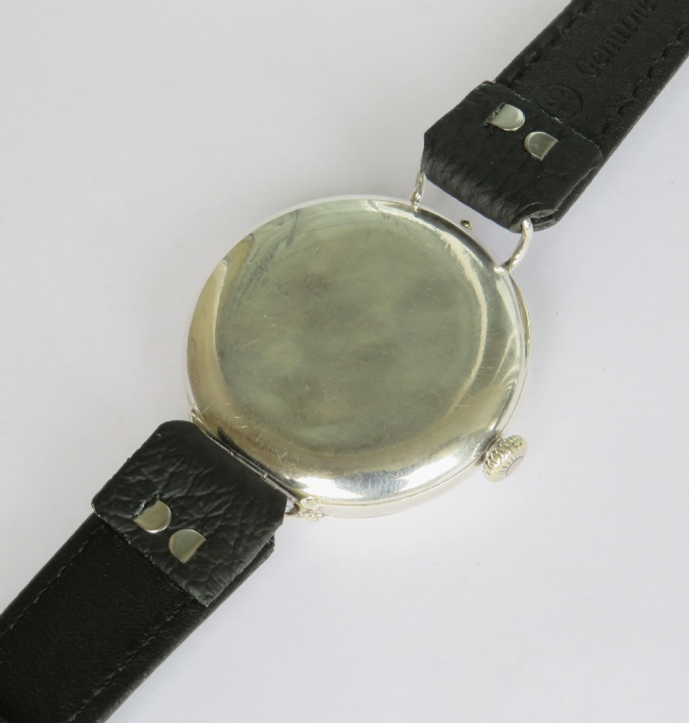 Antique silver half hunter wrist watch, 1916 View IV