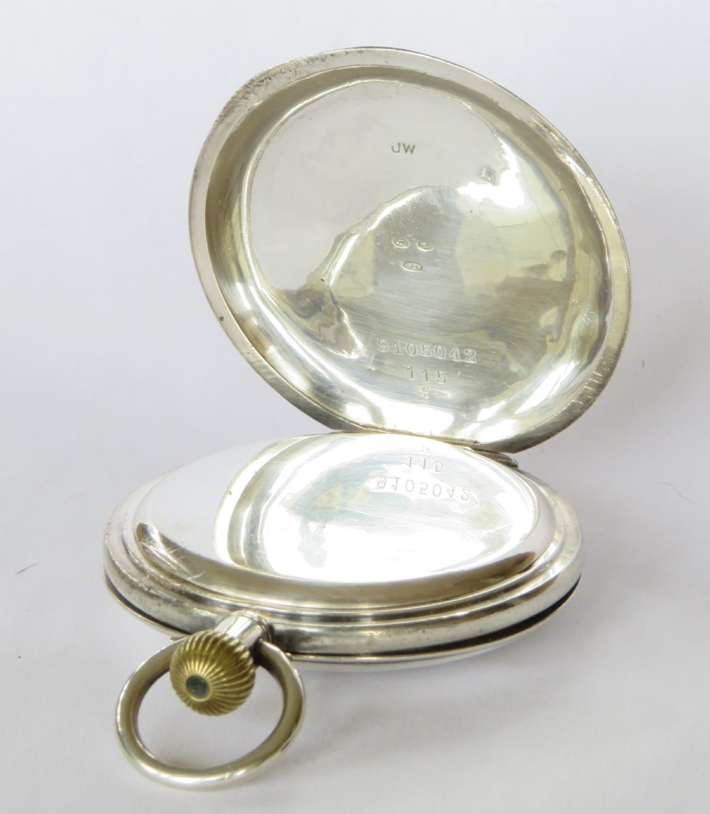 Antique silver half hunter pocket watch, Glasgow 1917 View IV