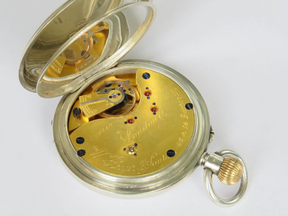 Antique silver half hunter pocket watch, 1909 View V
