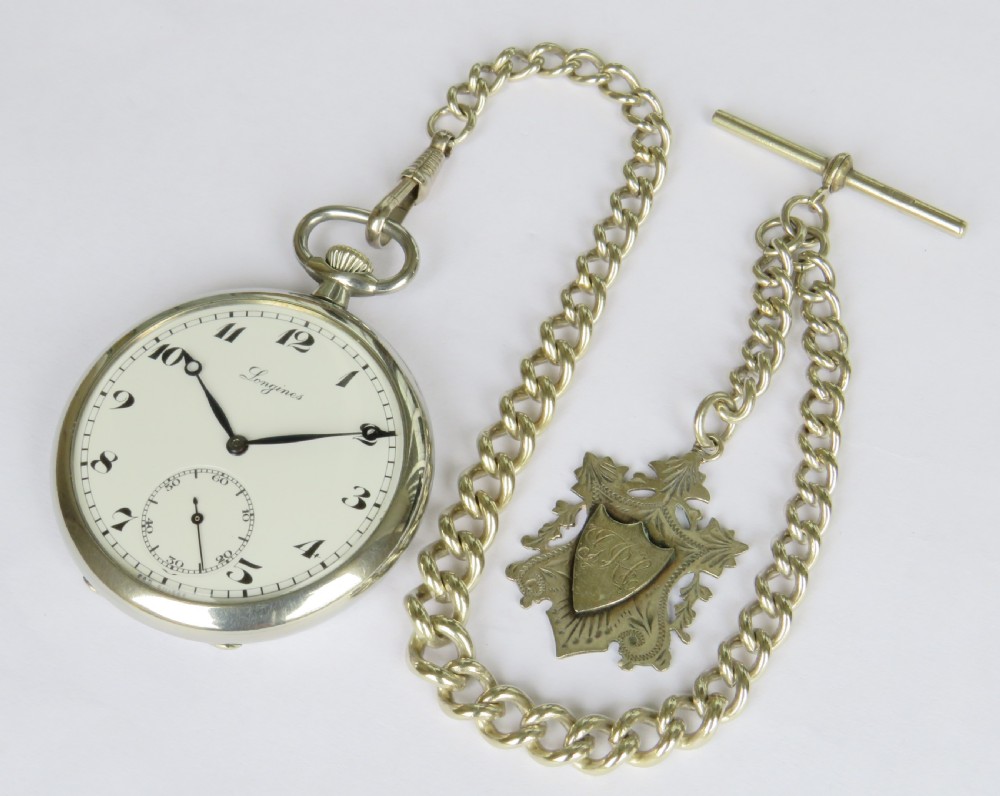 1935 Longines pocket watch and chain View II