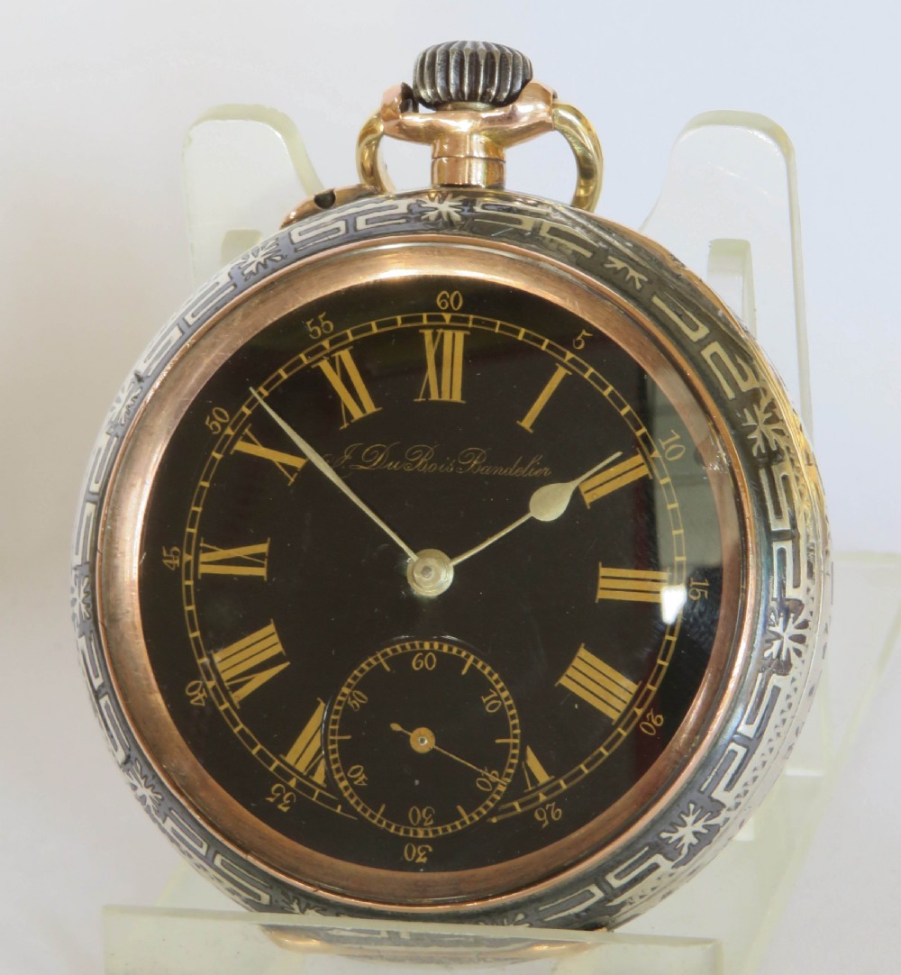 Antique niello ware J DuBois Bandelier pocket watch