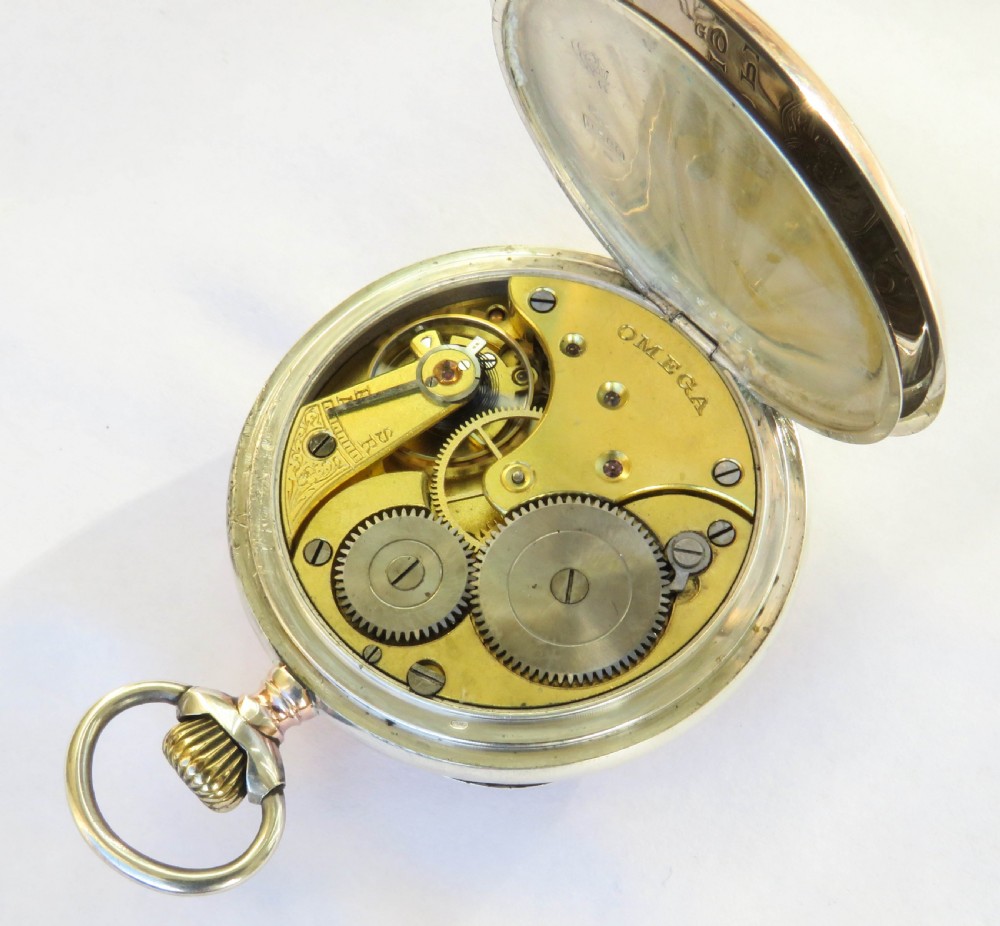 Antique silver Omega pocket watch View V