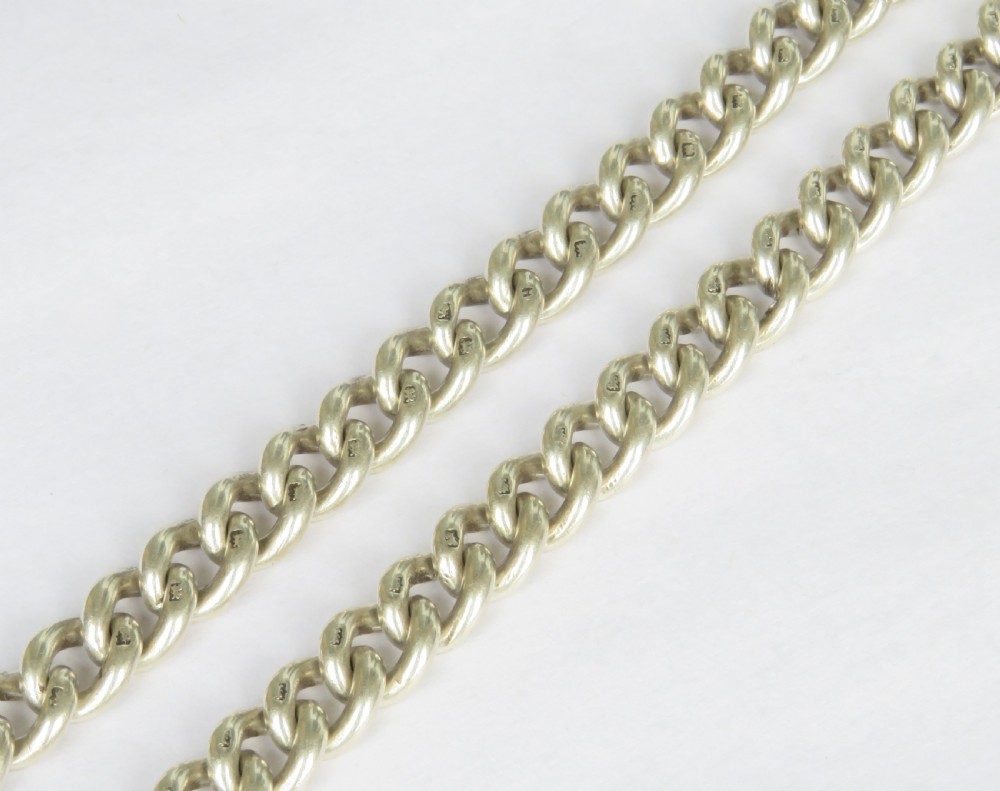 Antique silver watch chain and fob, 1918 View IV