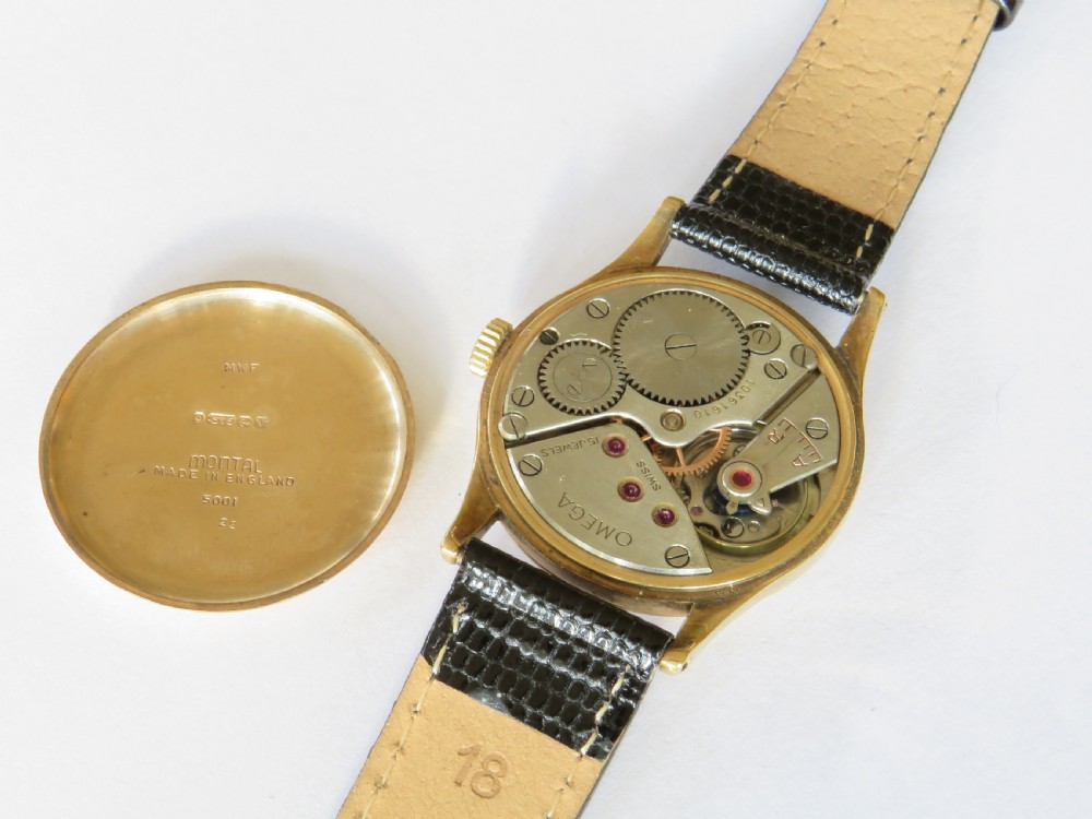 Gents 9ct gold Omega wrist watch, 1944 View III