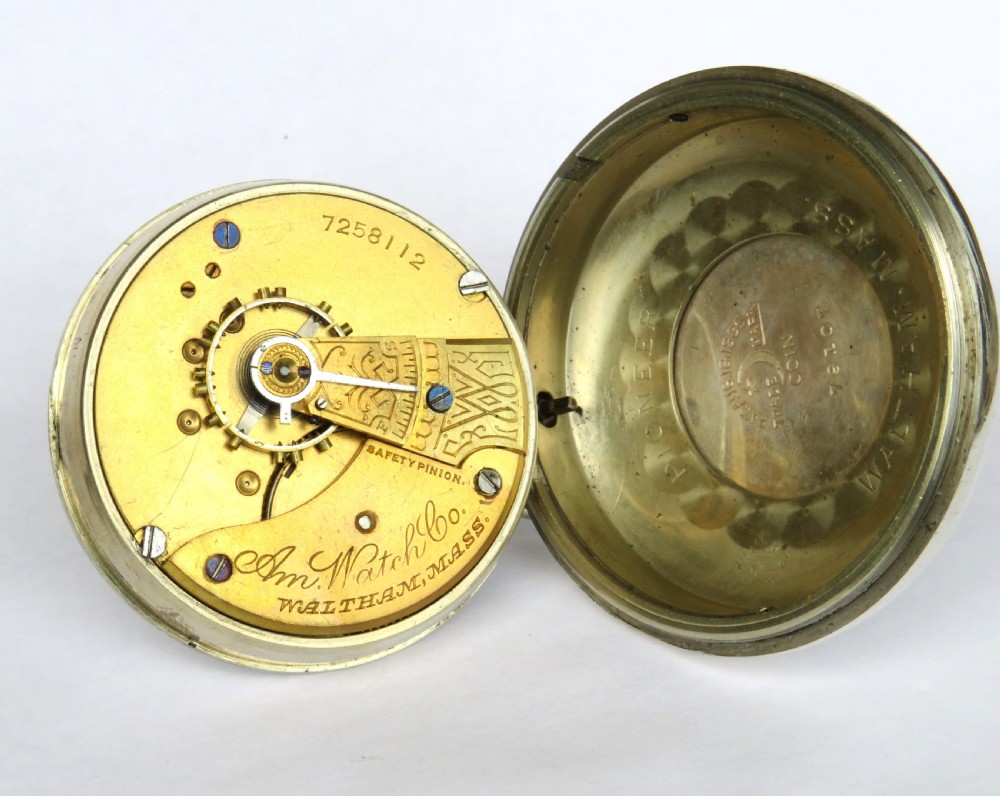 Antique silver Waltham pocket watch, 1900 View III