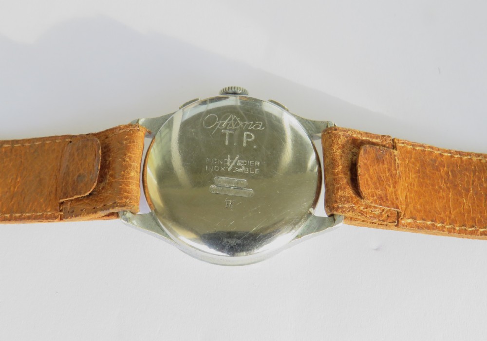 Rare WW2 Optima military chronograph watch, c1940 View IV