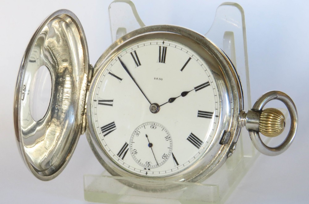 Antique silver half hunter pocket watch, Army & Navy View II