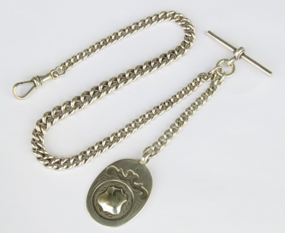 Antique silver pocket watch chain, 1930